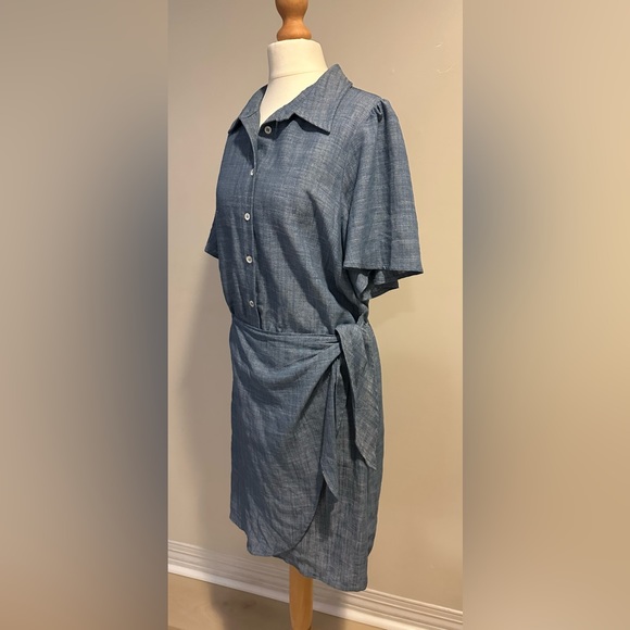 Frnch Kathleen chambray dress side waist tie size medium - Picture 7 of 12